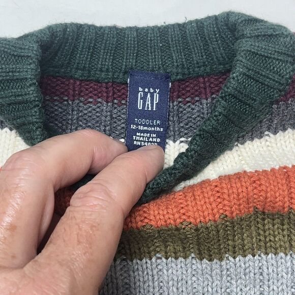 Baby Gap Toddler Boys Striped Pullover Sweater Size 18-24 Mo Preppy 2005 EUC - Picture 6 of 9